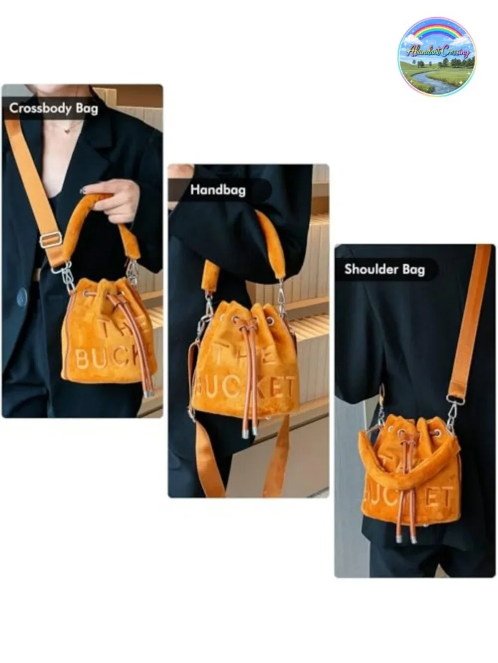 Mini Velvet Bucket Bag Crossbody Drawstring Hobo Purse for Women